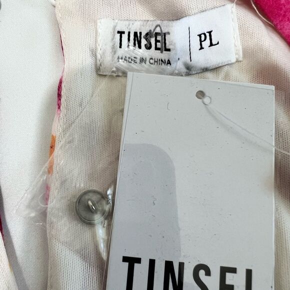 Tinsel Pink Floral Splash Maxi Dress Short Sleeve Elasticized Waist New Size 12P - Picture 12 of 13